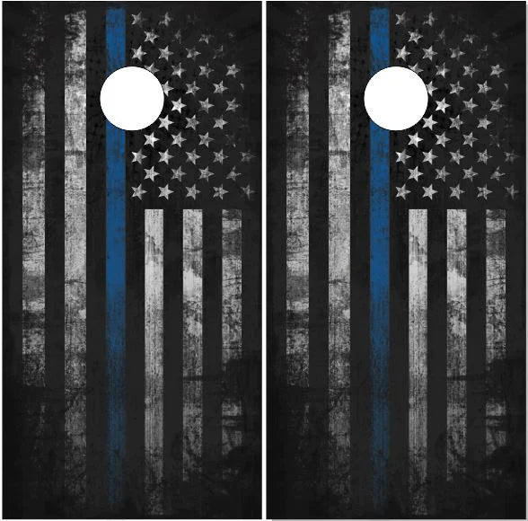 Thin blue line cornhole board set