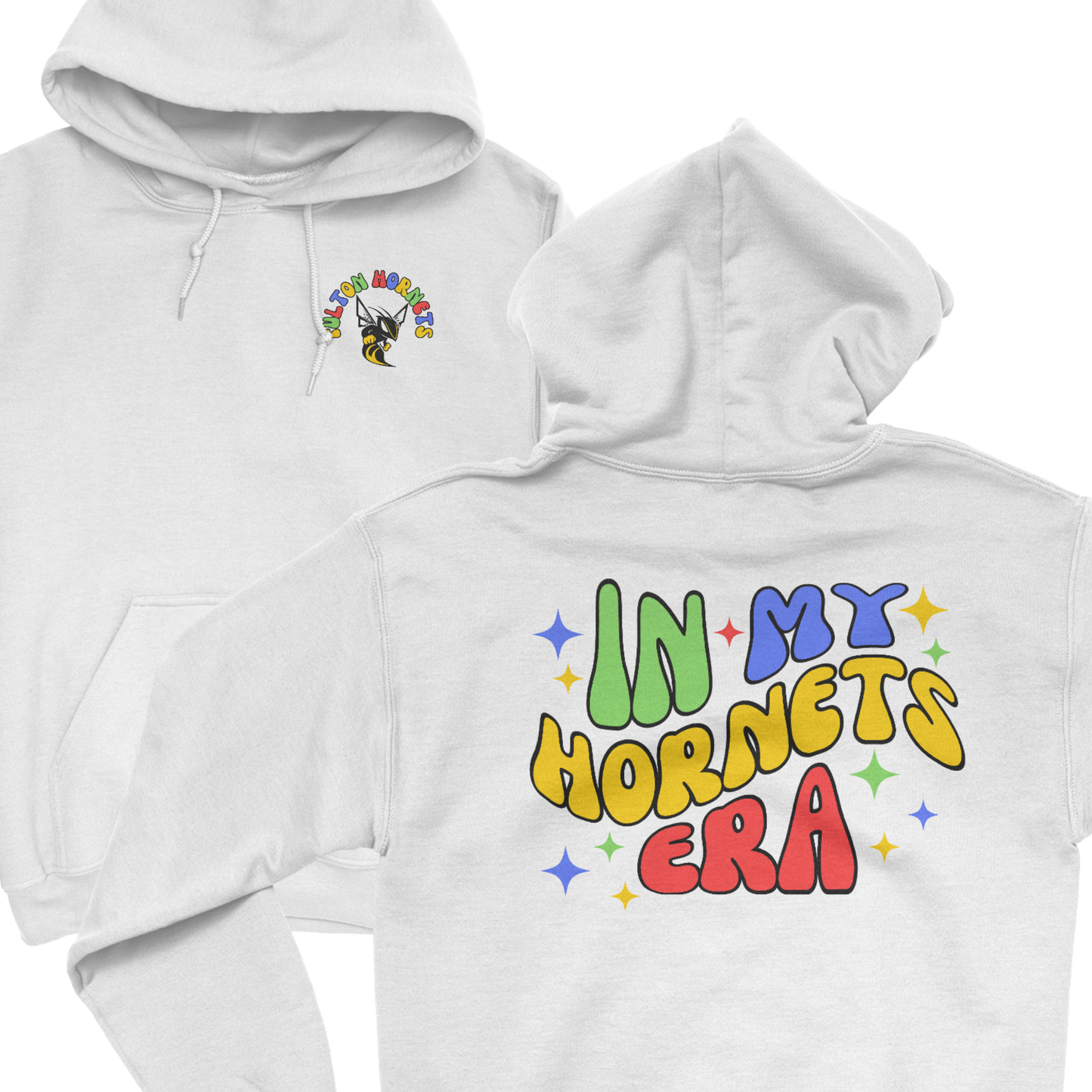 In My Hornets Era Hooded Sweatshirt in red, blue, and green