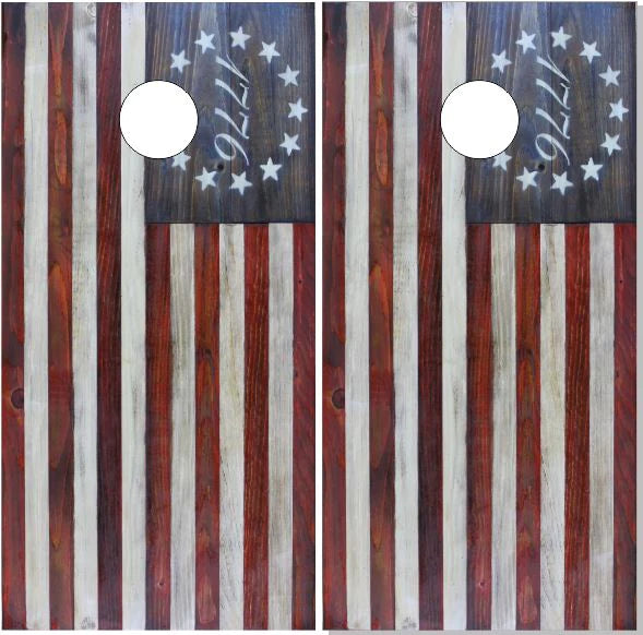 1776 Wooden Flag Direct Print Cornhole Board Set