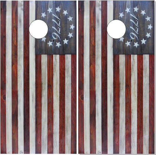 1776 Wooden Flag Direct Print Cornhole Board Set