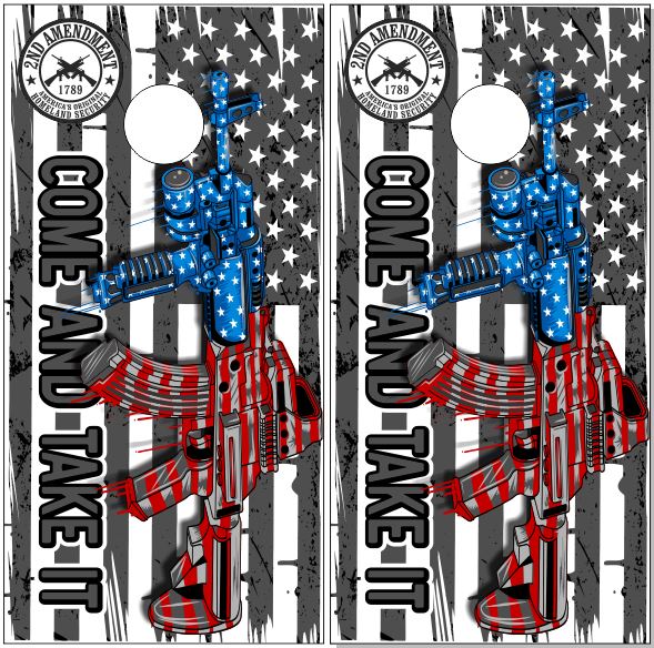 2nd Amendment American Flag Direct Print Cornhole Board Set