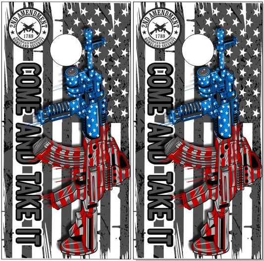 2nd Amendment American Flag Direct Print Cornhole Board Set
