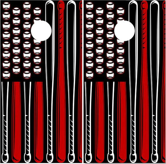 Baseball American Flag Direct Print Cornhole Board Set