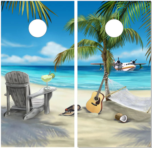 Beach Scene Direct Print Cornhole Board Set