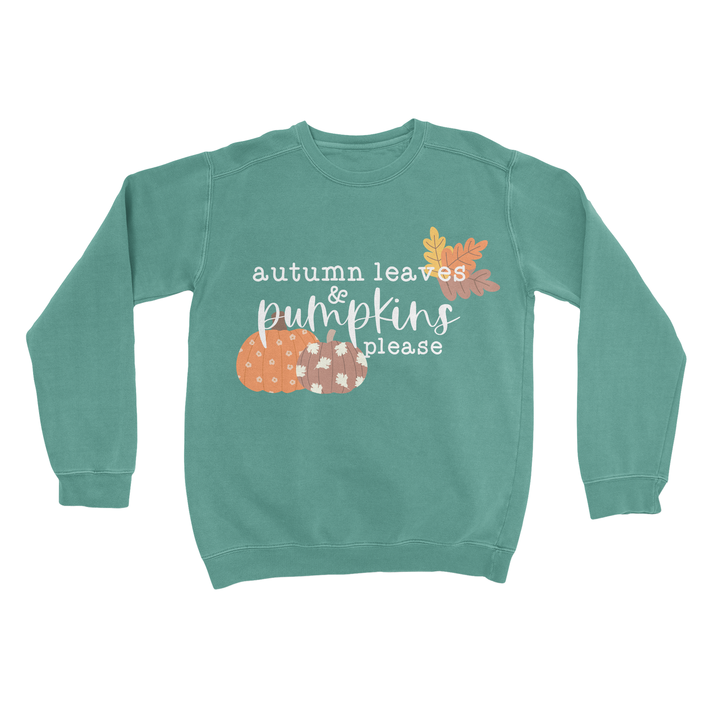 Autumn Leaves Comfort Colors Crewneck Sweatshirt in light green