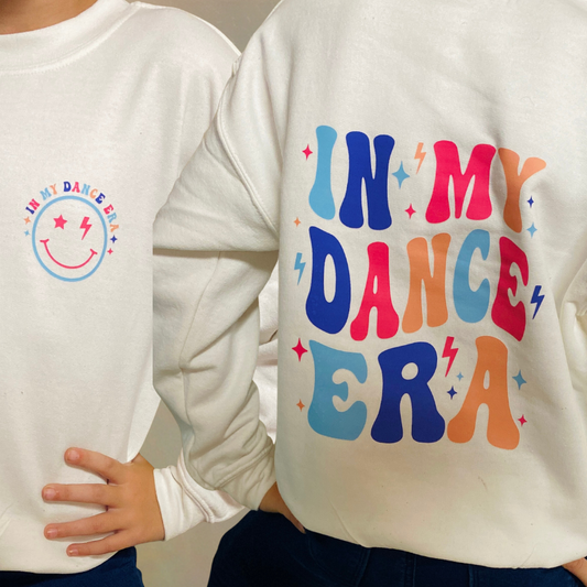 In My Dance Era Crewneck Sweatshirt in White Multi Colored