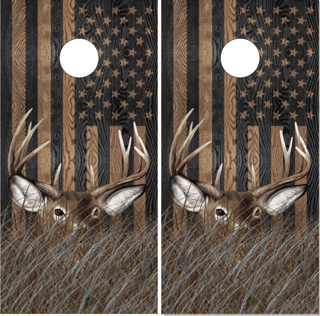 Buck American Flag Direct Print Cornhole Board Set