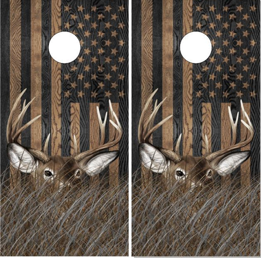 Buck American Flag Direct Print Cornhole Board Set