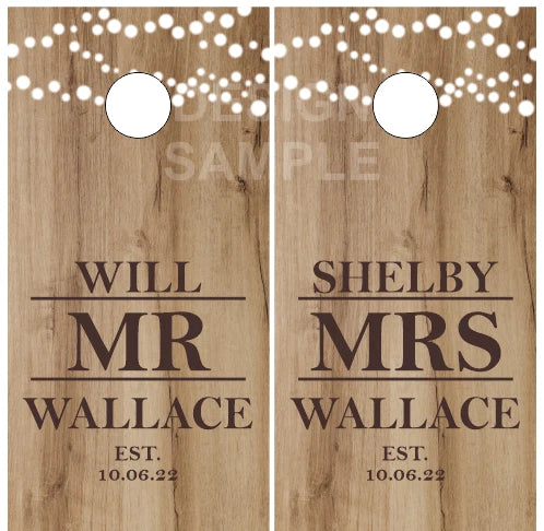 Family Name w/Lights Direct Print Cornhole Board Set