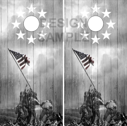 Iwa Jima Flag Raise Direct Print Cornhole Board Set