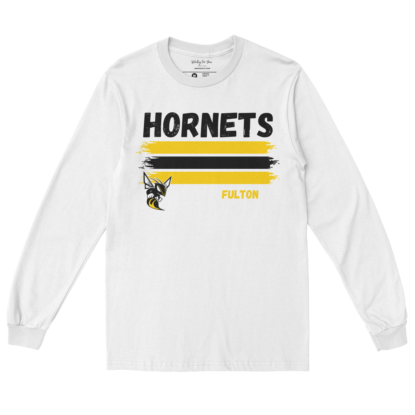Classic Fulton Hornets Long Sleeve Tee in white