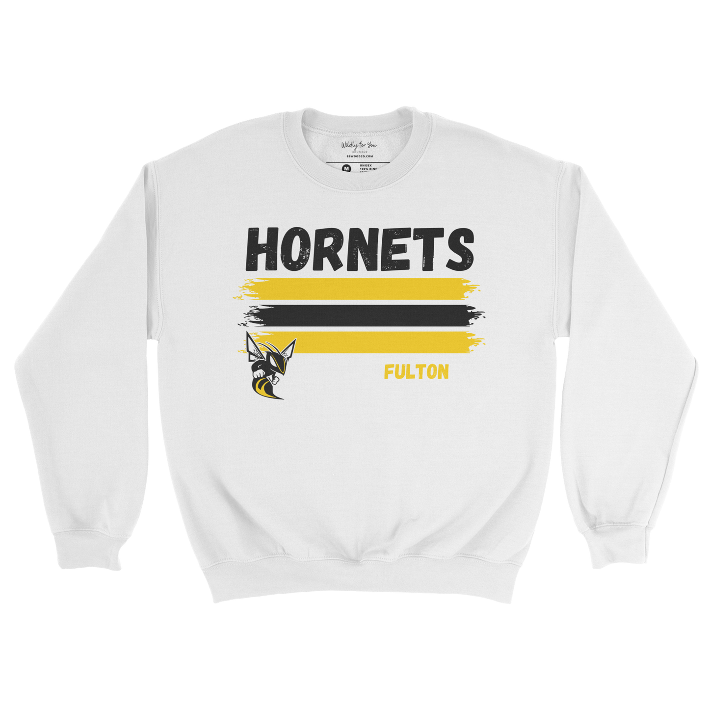 Classic Fulton Hornets Crewneck Sweatshirt in white
