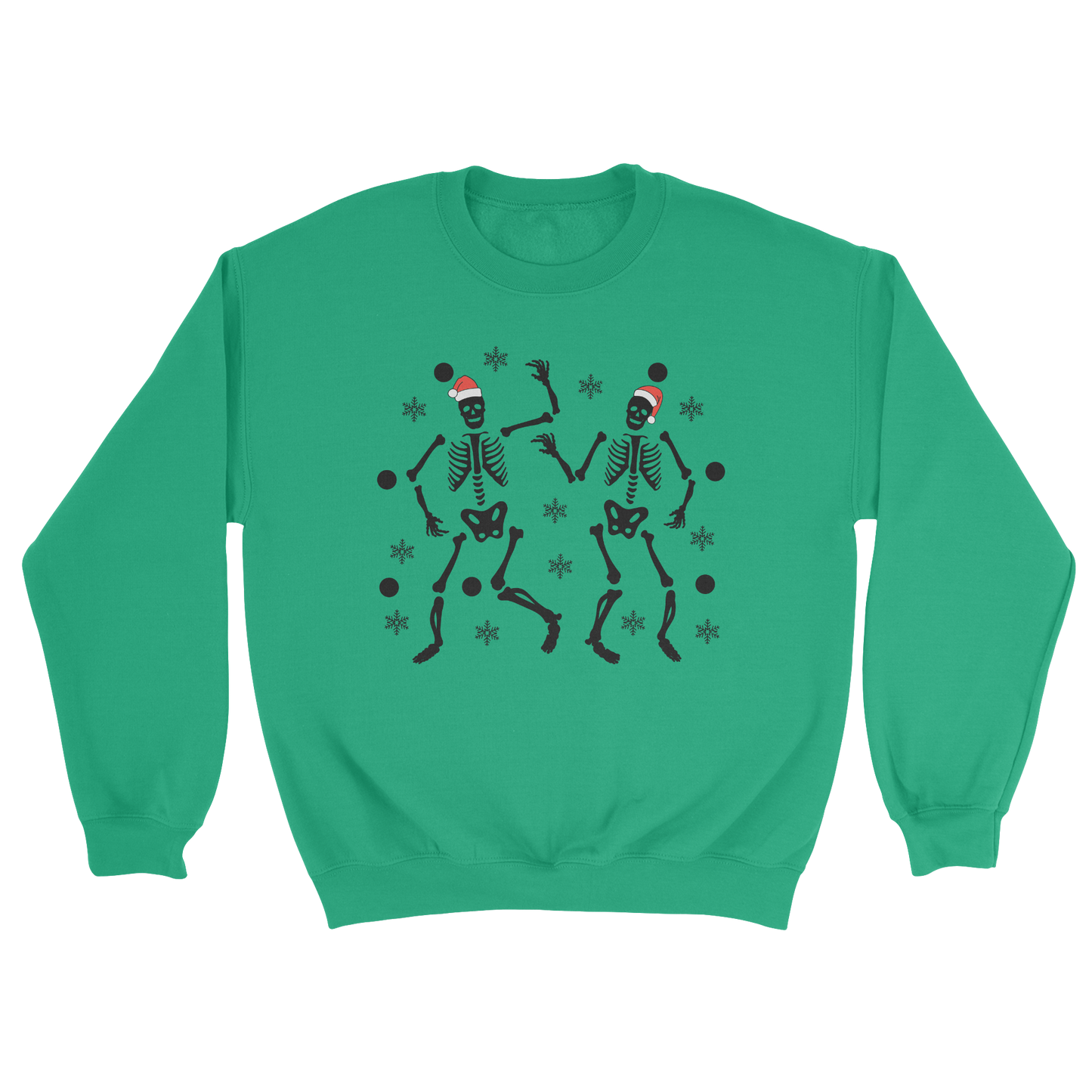 Christmas Skeletons Crewneck Sweatshirt in Irish Green