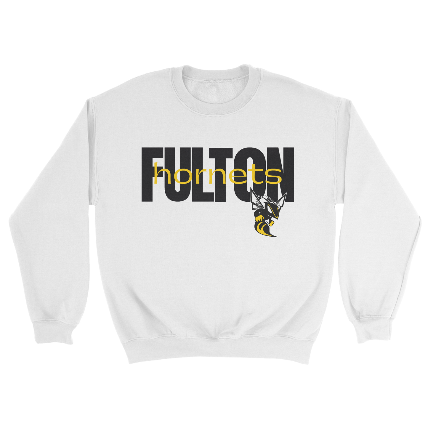 Bold Fulton Hornets Crewneck Sweatshirt in white