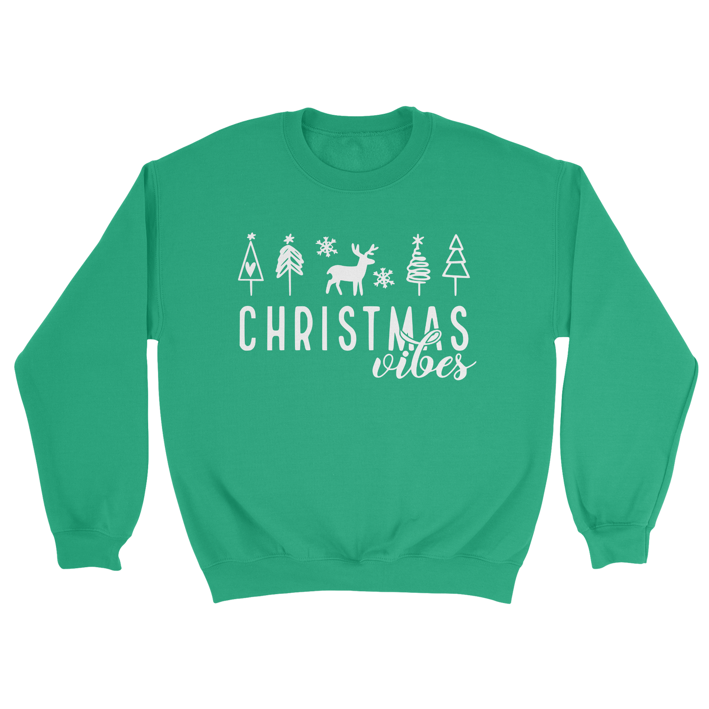 Christmas Vibes Crewneck Sweatshirt in Irish Green