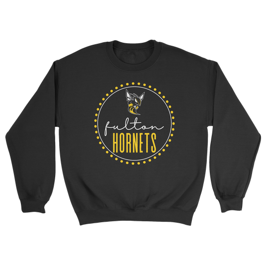 Polka Dot Fulton Hornets Crewneck Sweatshirt in black