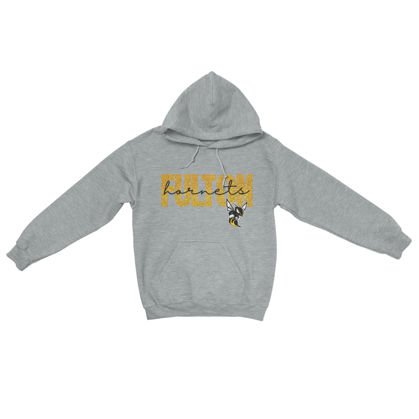 Glitter Fulton Hornets Hooded Sweatshirt in gray
