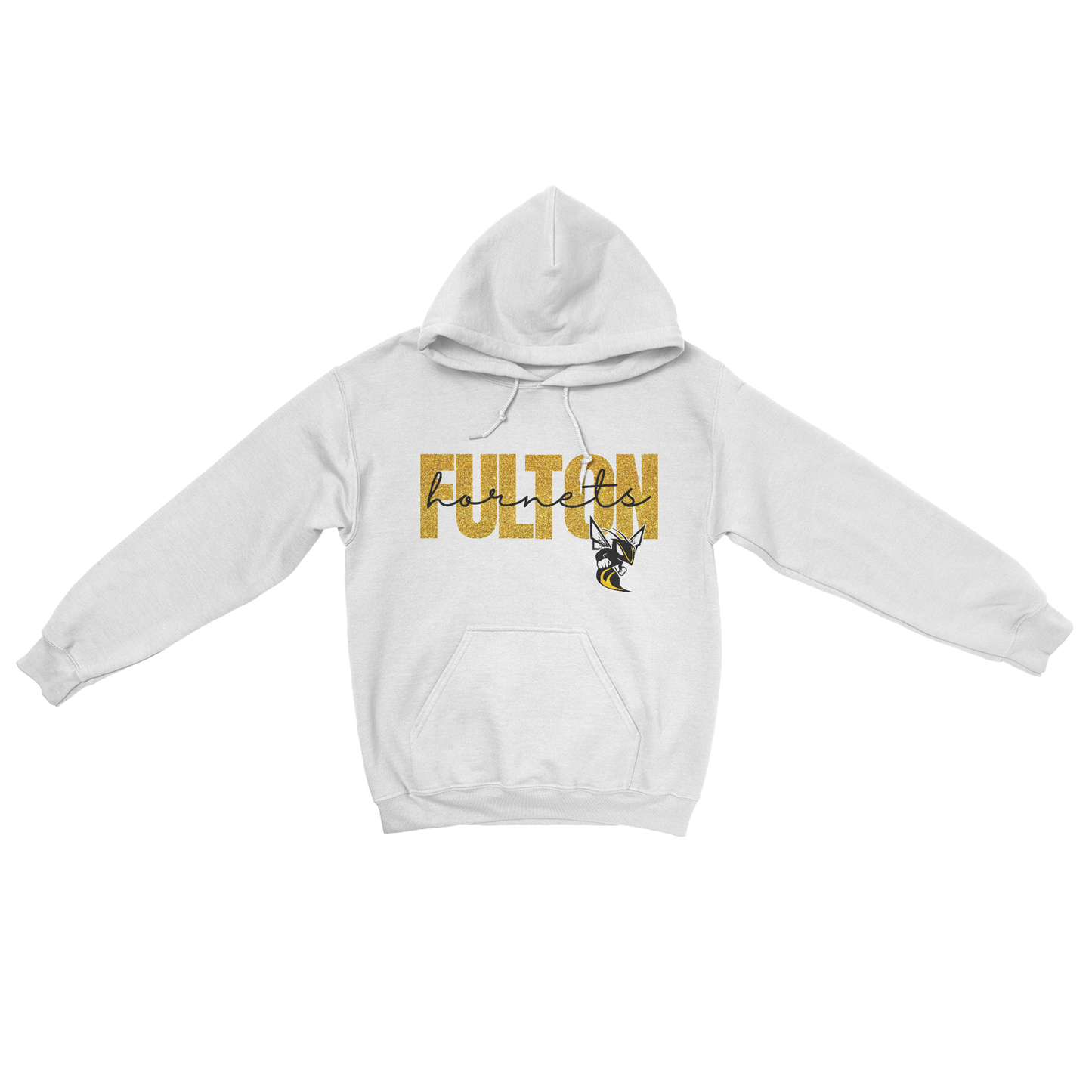 Glitter Fulton Hornets Hooded Sweatshirt in white