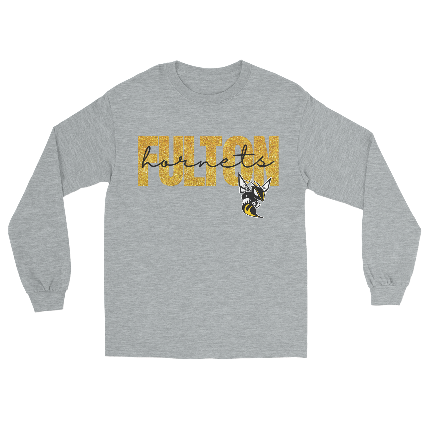 Glitter Fulton Hornets Long Sleeve Tee in gray