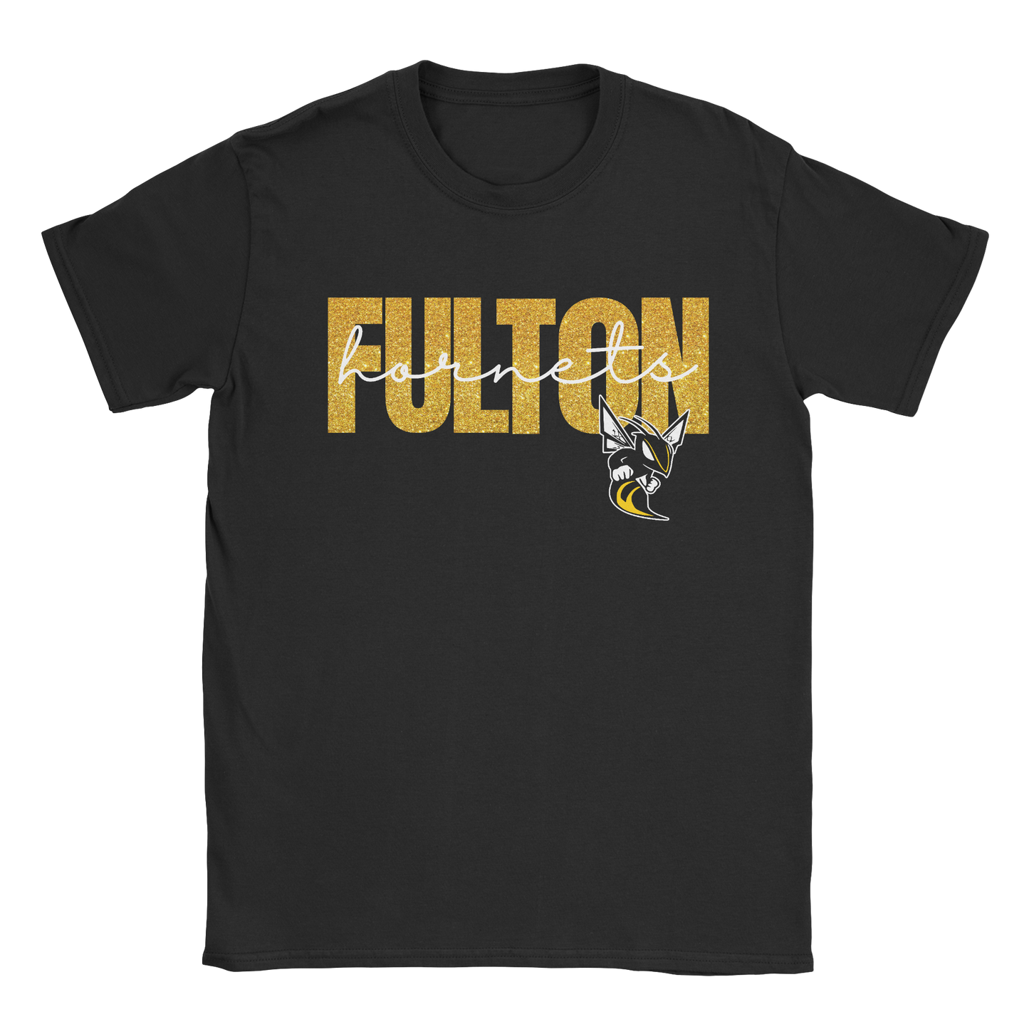 Glitter Fulton Hornets T-Shirt in black