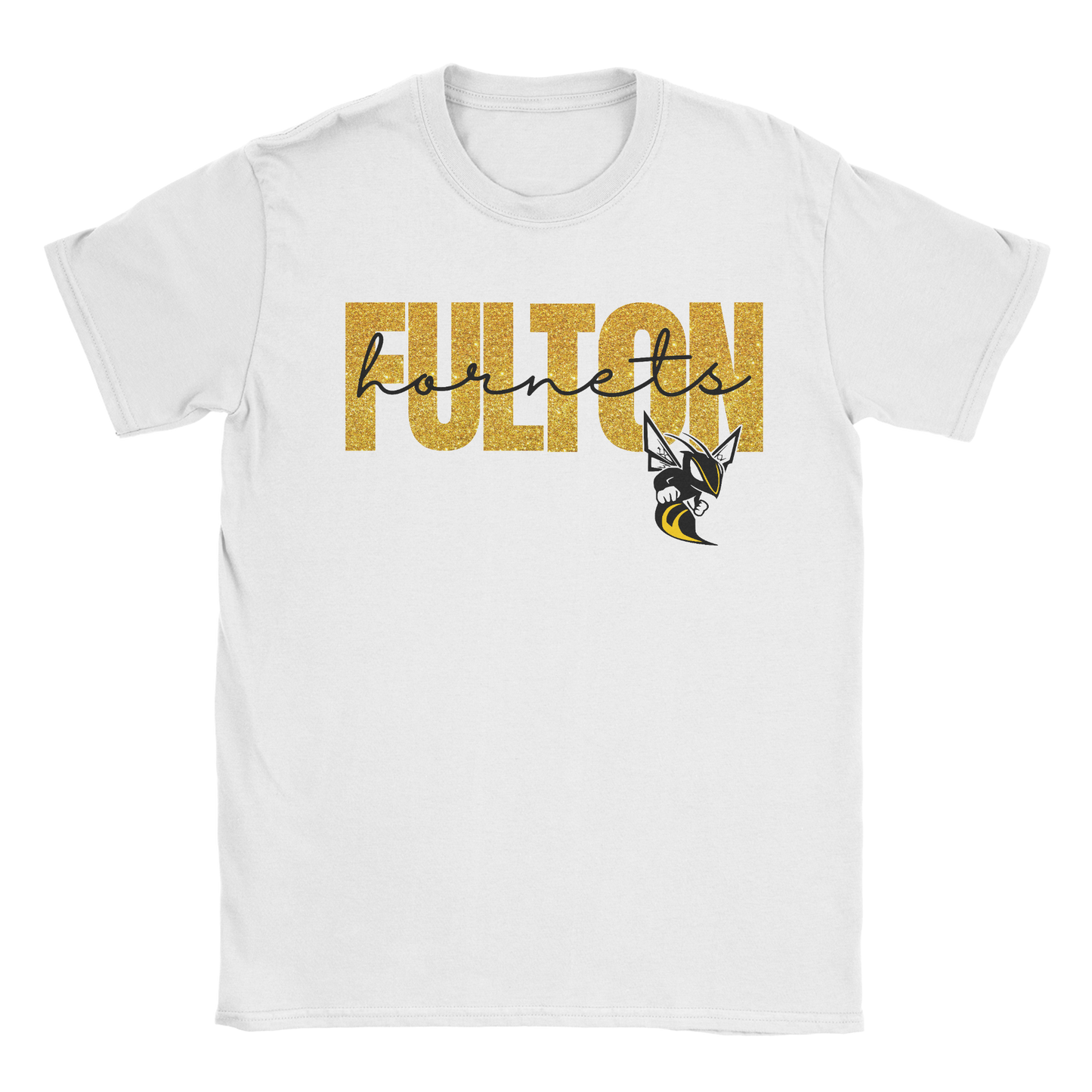 Glitter Fulton Hornets T-Shirt in white