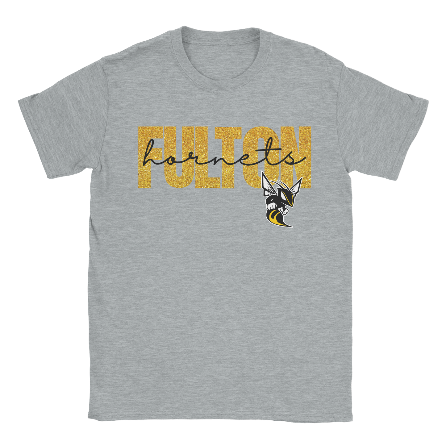 Glitter Fulton Hornets T-Shirt in gray