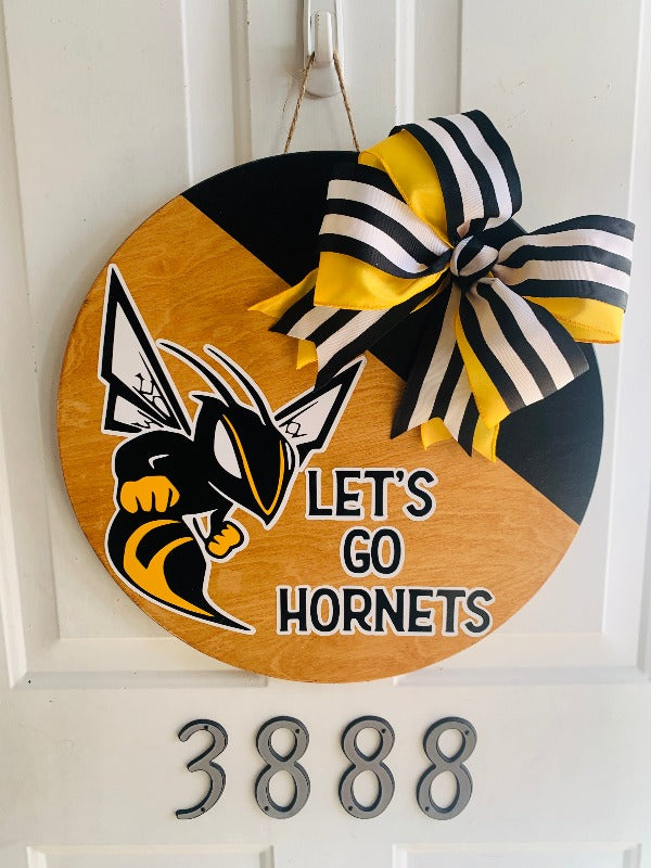 Let's Go Hornets Wooden Door Hanger