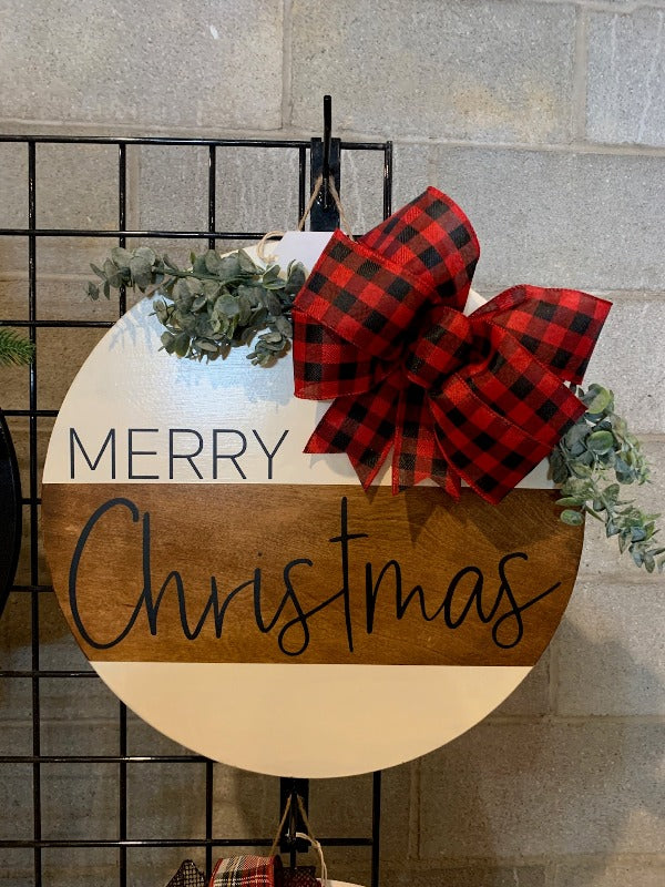 Ivory Merry Christmas Wooden Door Hanger