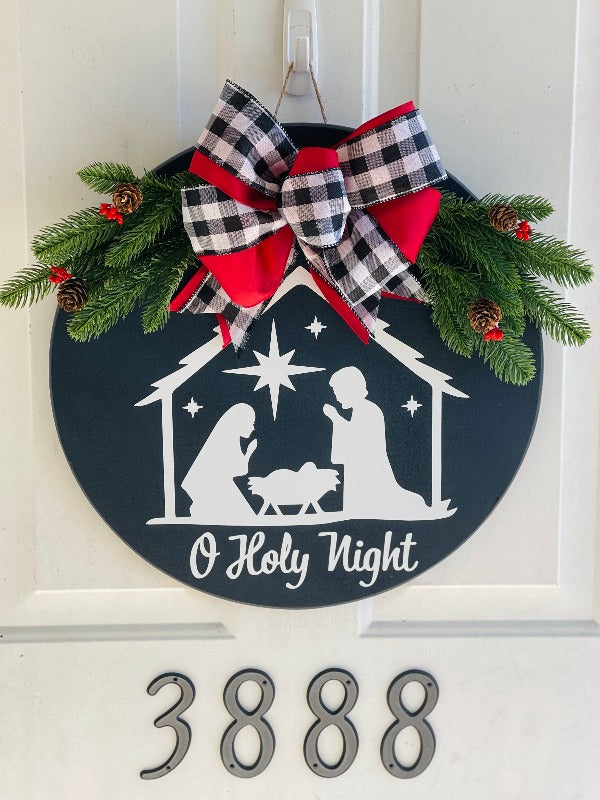 O Holy Night Wooden Door Hanger