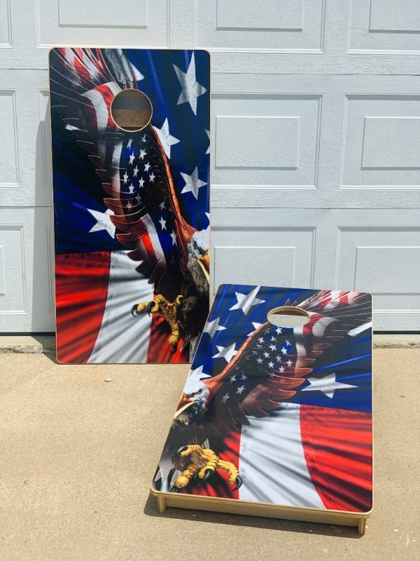 American Bald Eagle Direct Print Cornhole Board Set