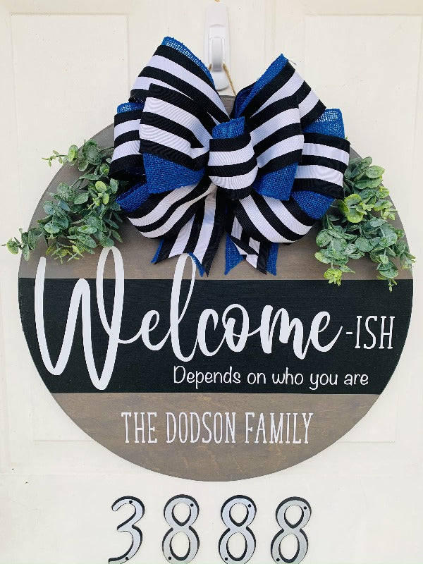 Welcome-ish Wooden Door Hanger