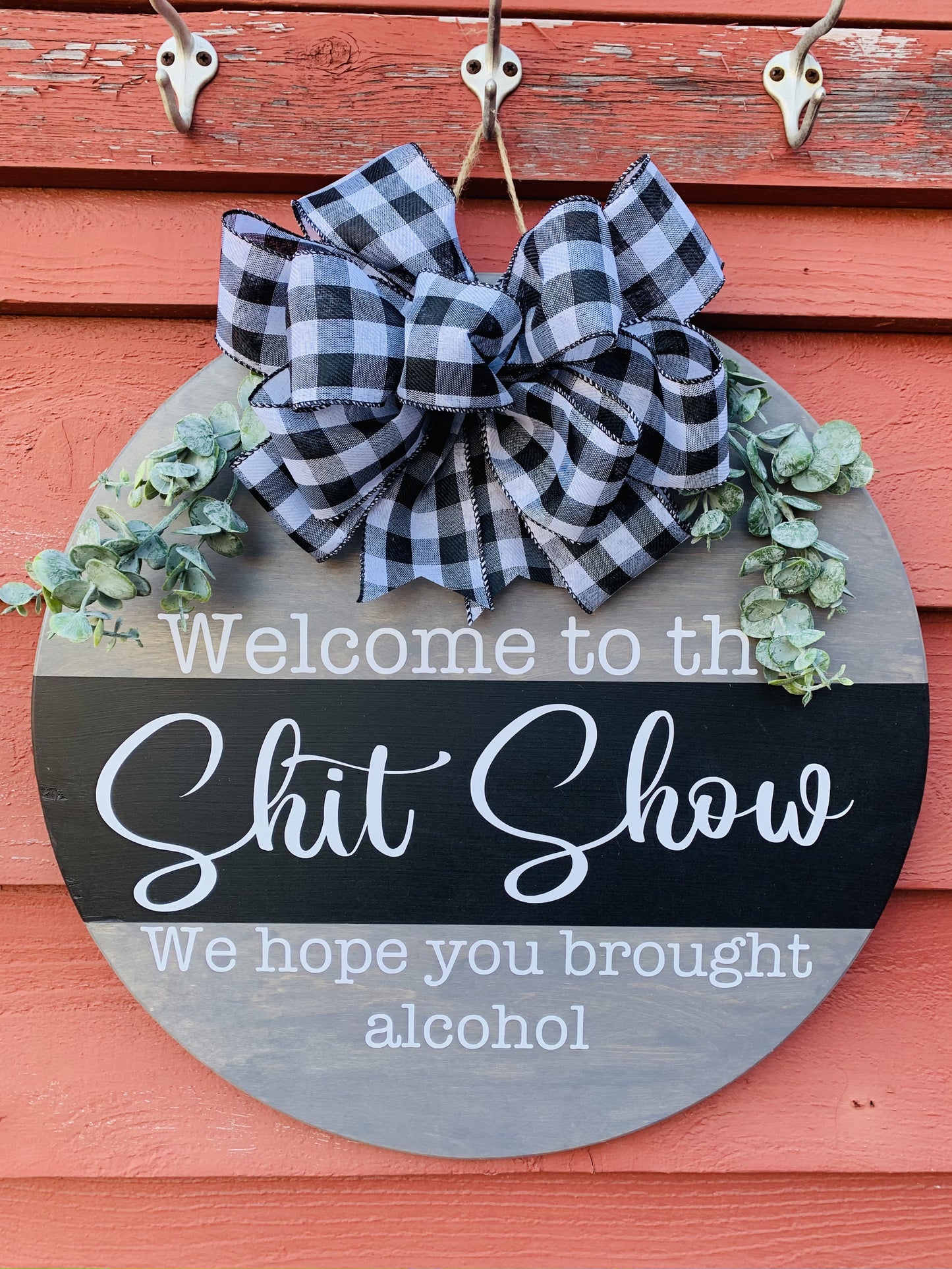"Welcome to the..." Wooden Door Hanger