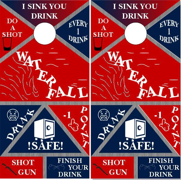 Red, White, & Blue Drinking Game Direct Print Cornhole Board Set