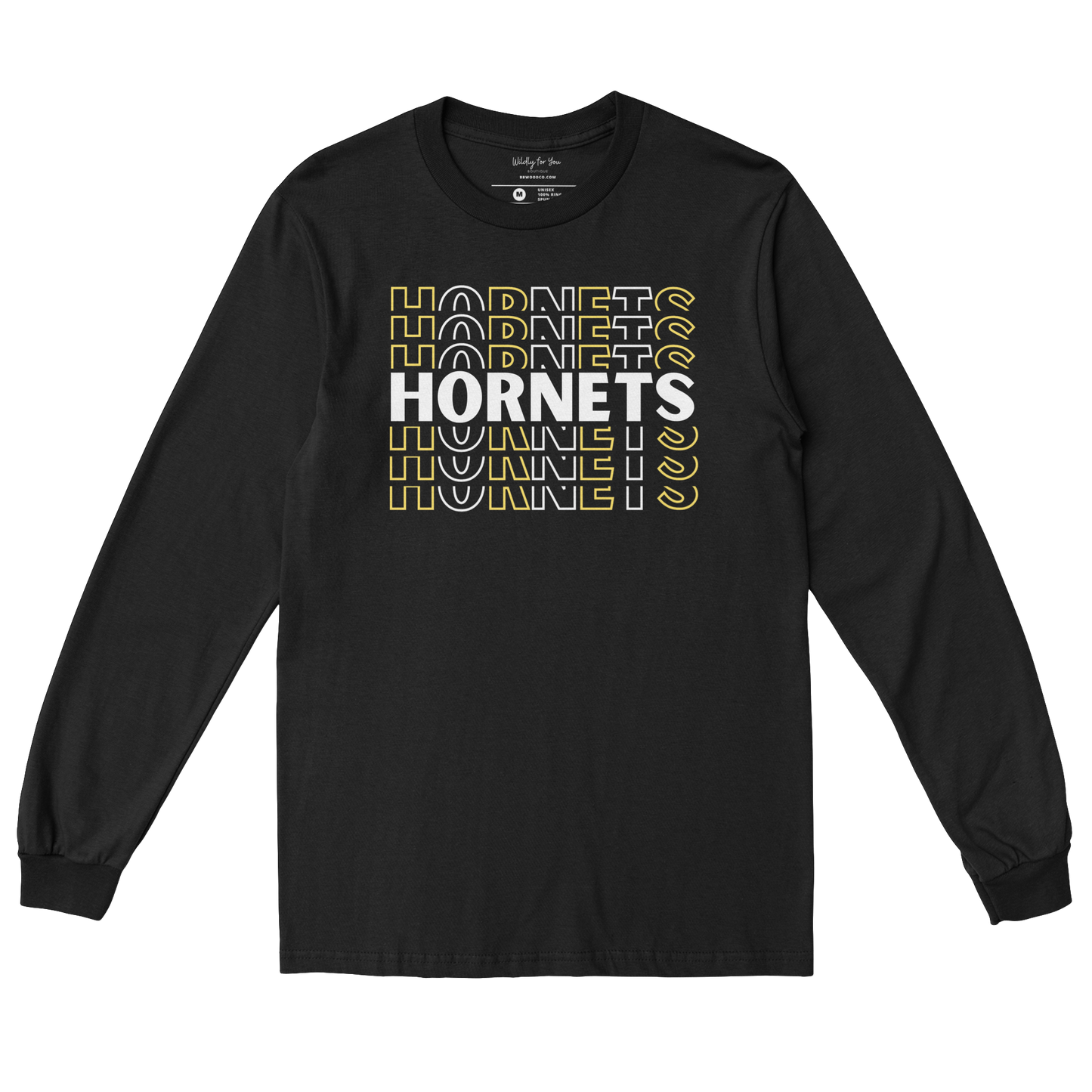 Repeating Hornets Long Sleeve Tee in black