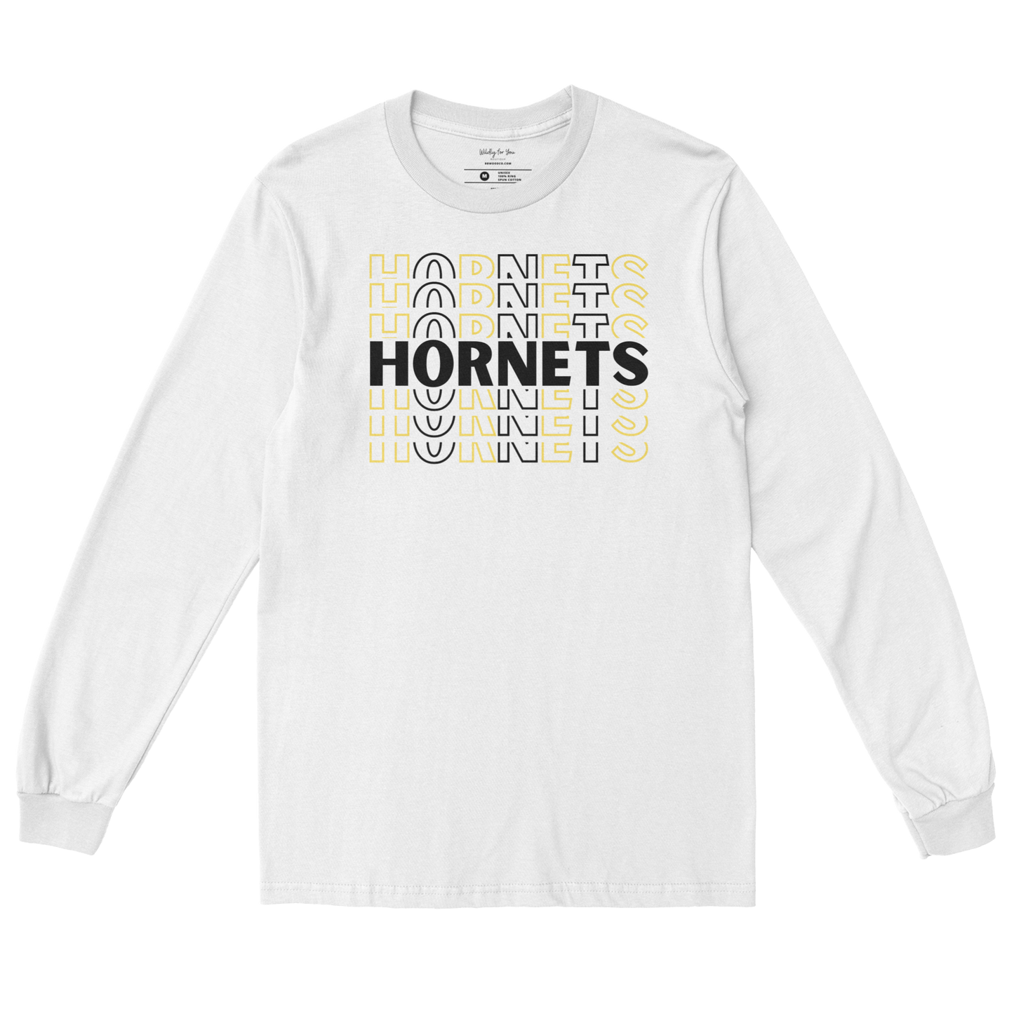 Repeating Hornets Long Sleeve Tee in white