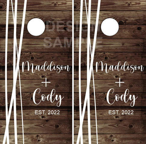 Wooden Vine Wedding Direct Print Cornhole Board Set