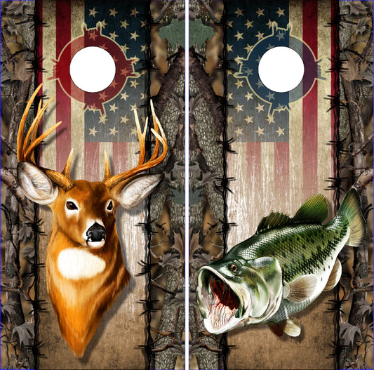 Wicked Wire Buck/Bass Direct Print Cornhole Board Set