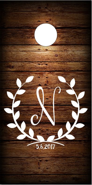 Wreath Est. Date Direct Print Cornhole Board Set