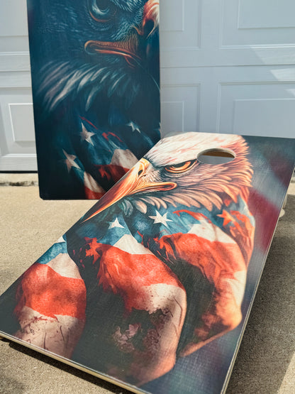 Patriotic Eagle Direct Print Cornhole Board Set