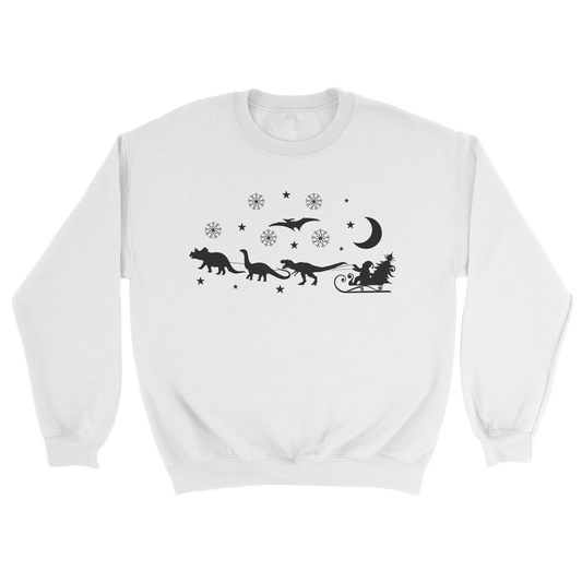 Dinosaur Christmas Crewneck Sweatshirt in White