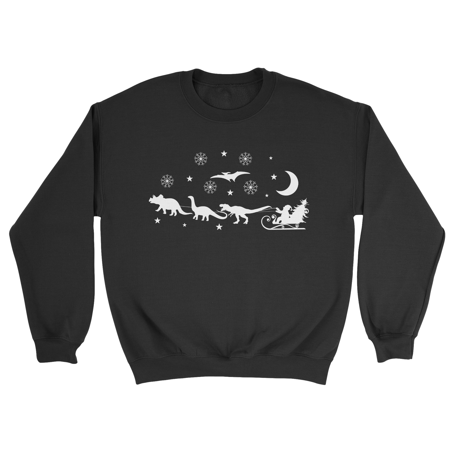 Dinosaur Christmas Crewneck Sweatshirt in Black