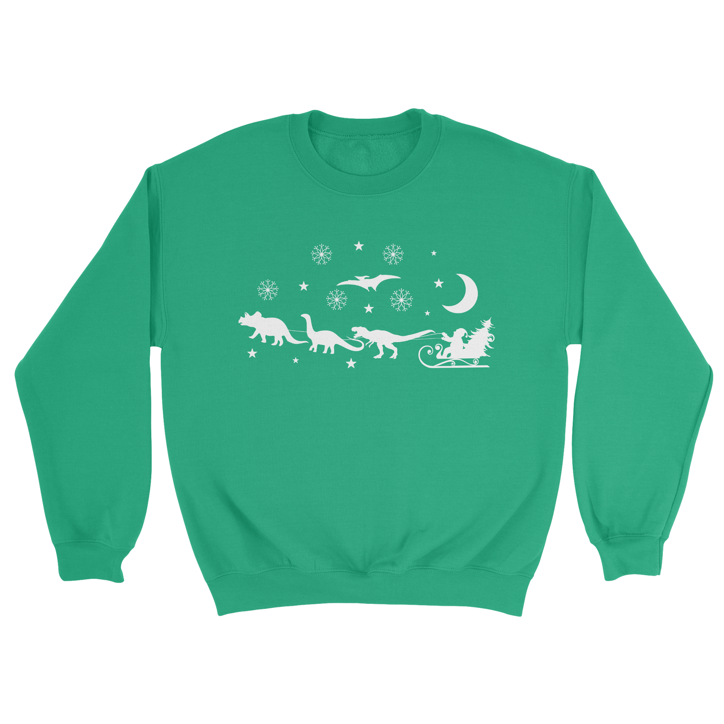 Dinosaur Christmas Crewneck Sweatshirt in Irish Green 