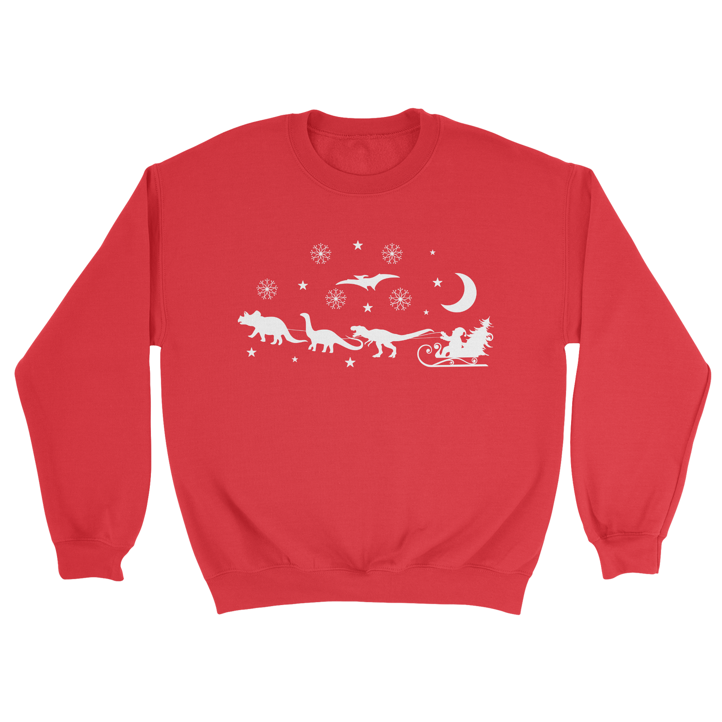 Dinosaur Christmas Crewneck Sweatshirt in Red