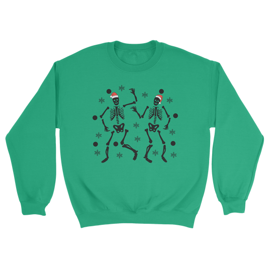 Christmas Skeletons Crewneck Sweatshirt in Irish Green