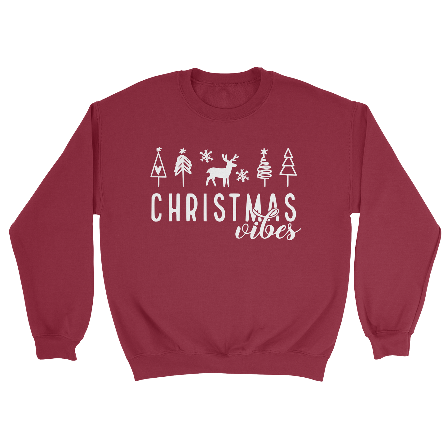 Christmas Vibes Crewneck Sweatshirt in Antique Cherry Red