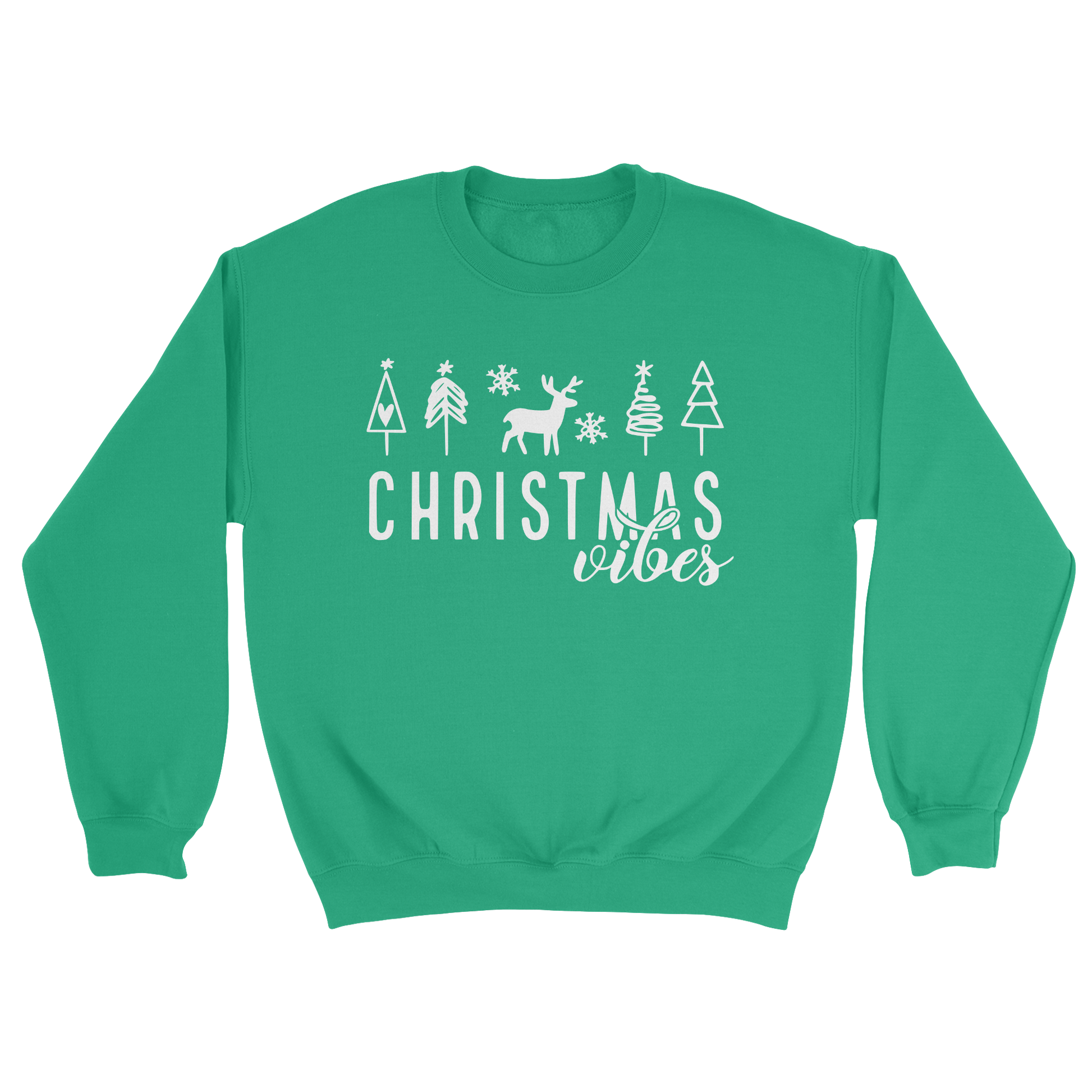 Christmas Vibes Crewneck Sweatshirt in Irish Green 