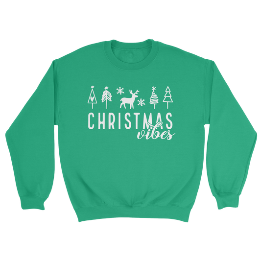 Christmas Vibes Crewneck Sweatshirt in Irish Green 