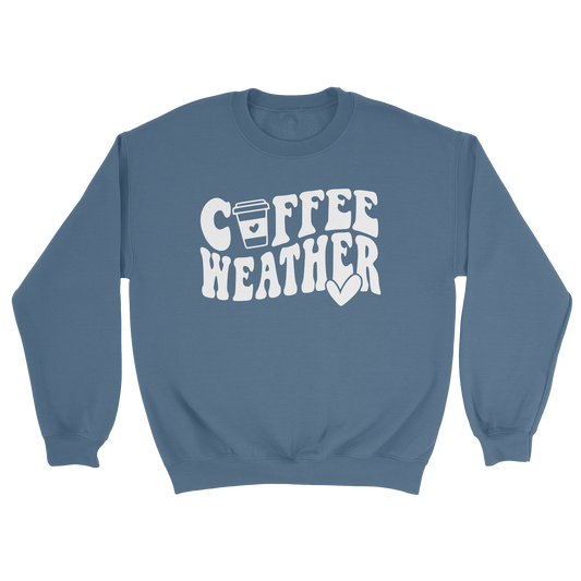 Coffee Weather Crewneck Sweatshirt in Indigo Blue