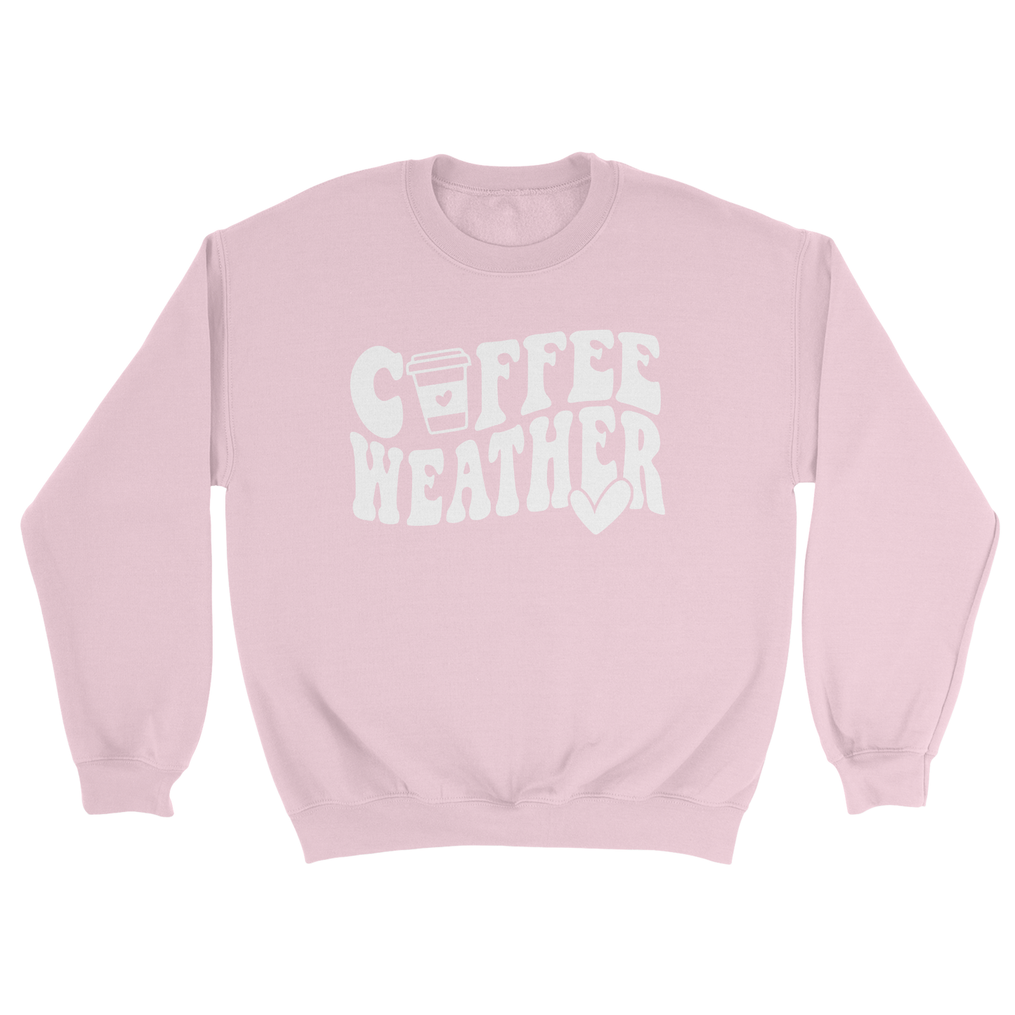 Coffee Weather Crewneck Sweatshirt in Light Pink