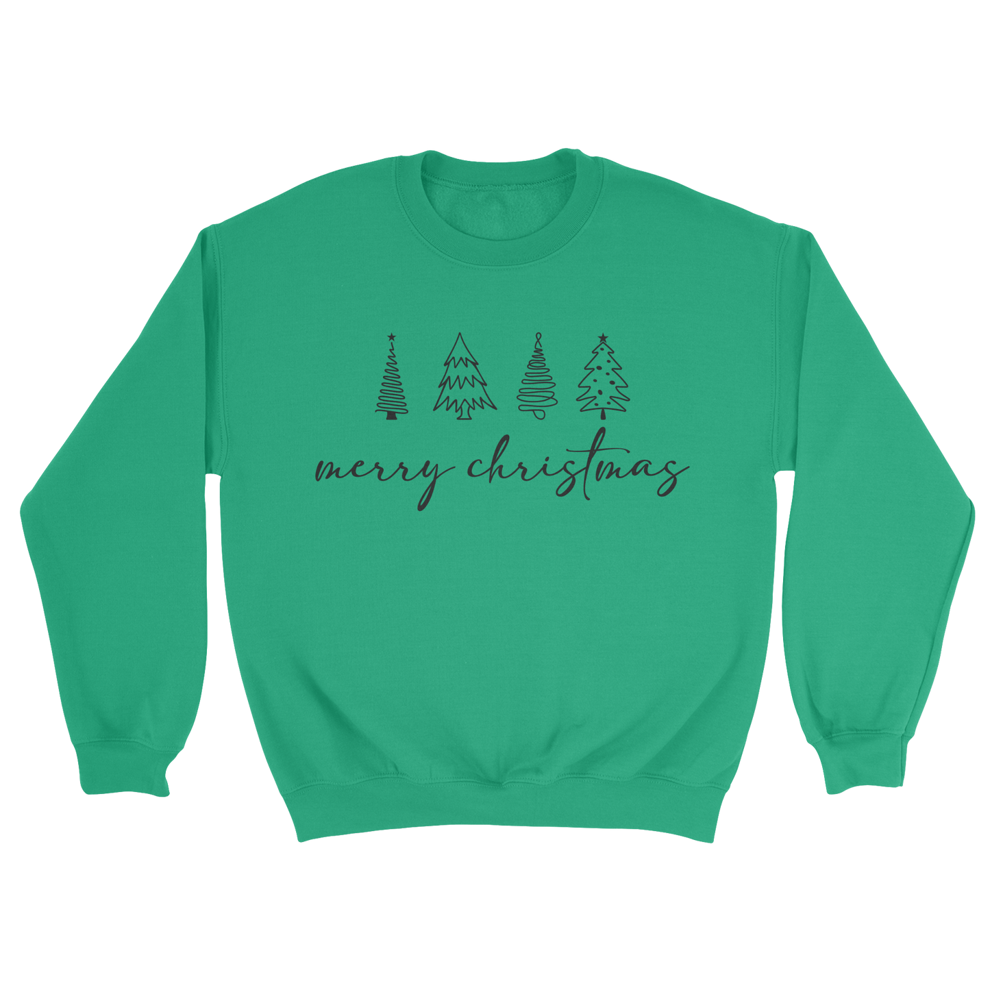 Merry Christmas Trees Crewneck Sweatshirt in Irish Green